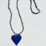 Grey Necklace with Blue Heart