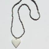 Grey Necklace with White Heart