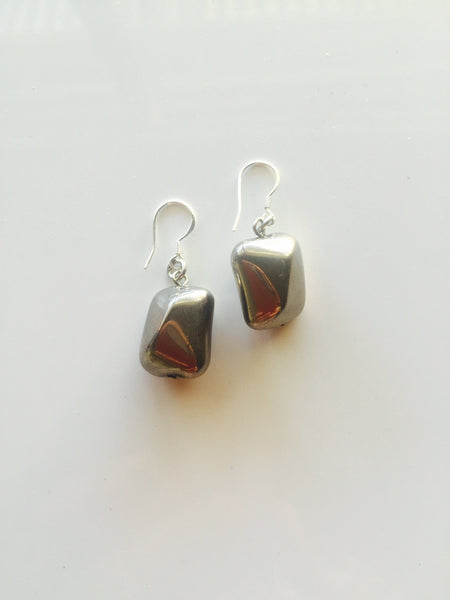 Silver Glass Bead Earrings