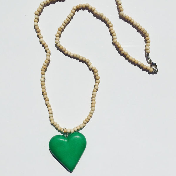 Natural Necklace with Green Heart