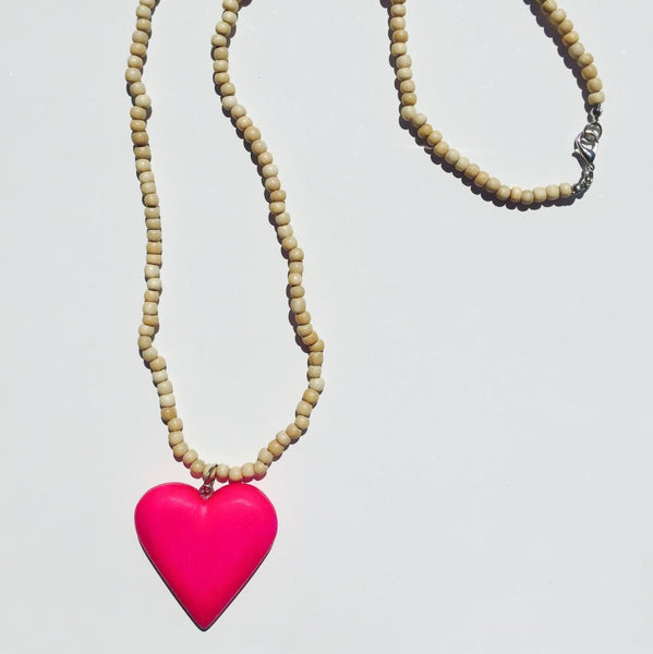 Natural Necklace with Pink Heart